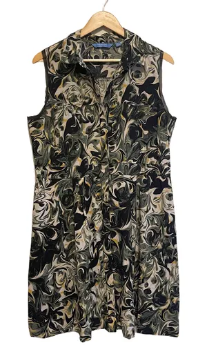 Simply Vera Vera Wang Green Swirl Sleeveless Dress Size L thumbnail 1