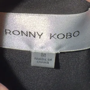 Ronny Kobo Hudsen Black 3D Rose‎ Satin Strapless Mini Dress Size Medium thumbnail 9