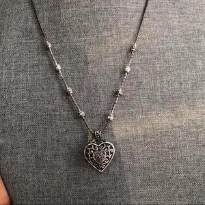 Brighton Y2K Reno Double Sided Reversible Silver tone Heart Charm Pendant Bead Necklace adjustable length #gothic #whimsygoth #celestial #fairy thumbnail 3