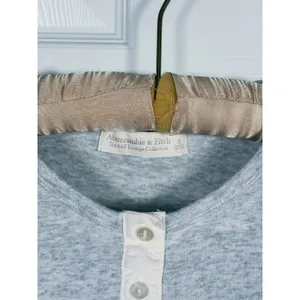 Y2K Abercrombie & Fitch Long Sleeve Henley Shirt Size Small Gray Lounge Retro thumbnail 3