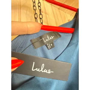 NWT Lulus Love Me Tonight Navy Blue Satin One-Shoulder Mini Dress Party Size S thumbnail 4