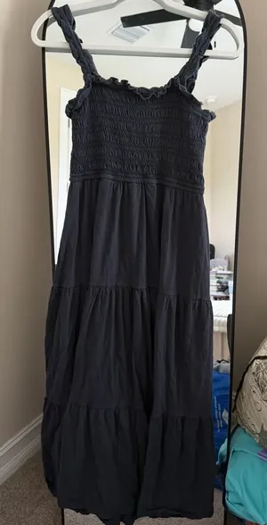 American Eagle Outfitters Black Smocked Tiered Maxi Dress thumbnail 1