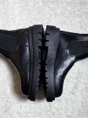 Black Faux Leather Chunky Chelsea Boots Size 40 thumbnail 5