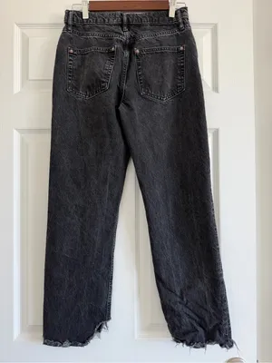 Free People We The Free Tapered Baggy Boyfriend Jeans Black High Rise Size 26 thumbnail 3