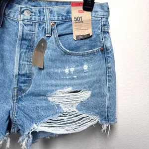 Levi’s 501 High Rise Distressed Denim Cutoff Shorts Raw Hem Size 30 thumbnail 4
