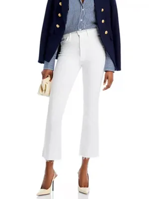 Mother The Hustler Ankle Fray High-Rise White Cropped Flare Jeans thumbnail 2