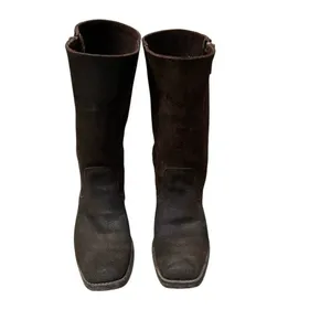 Frye 77281 Heath Outside-Zip Suede Motorcycle Boots Women’s Sz.‎ 7.5 Oiled Brown thumbnail 2