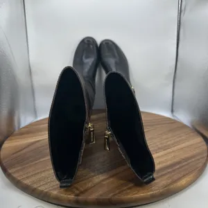 Michael Kors Preston‎ Two Tone Leather Riding Boots Black Brown Women's 5.5M thumbnail 7
