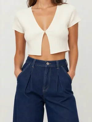 REFORMATION Anny Knit Cropped Cardigan, Gossamer, Small thumbnail 1