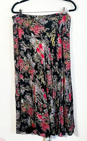 Coldwater Creek Reversible Maxi Skirt Womens Sz Large Floral‎ Boho Vintage 90s thumbnail 1