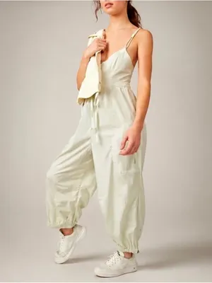 NWT FP Movement Down to Earth Onesie Jumpsuit in Summermist Light Green Small thumbnail 5