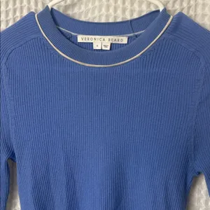 Veronica Beard Kinnie Pullover Ribbed Sweater 100% Merino Wool Small Blue Cozy thumbnail 3