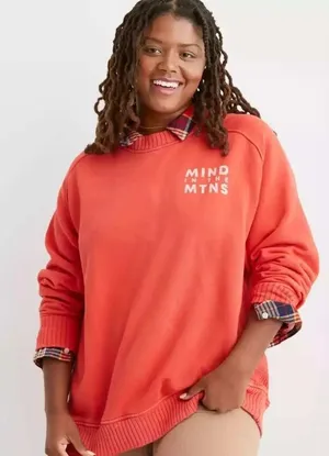Aerie Down to Earth Sweatshirt L Red Mind In The Mtns Graphic Ribbed Pullover‎ thumbnail 1