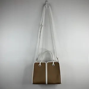 Kate Spade Sam Canvas Satchel Blazer Brown White Leather Trim Shoulder Bag Purse thumbnail 4