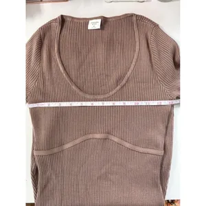 Abercrombie &‎ Fitch Ribbed Scoop Neck Mini Dress Mauve Brown Long Sleeve MP thumbnail 7
