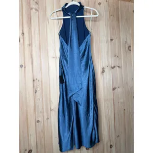 NWT Lulus Exceptional Status Blue Halter Backless Slip Midi Dress Party Size M thumbnail 5