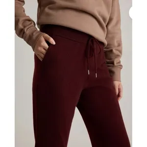 Quince Burgundy 100% Mongolian Cashmere Jogger Sweatpants Women Medium NWT thumbnail 3