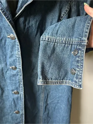 Faded Glory Button Up Denim Trench Coat thumbnail 2