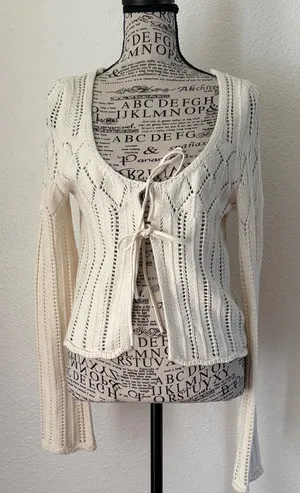 Pink Rose Cream Knit Cardigan thumbnail 1