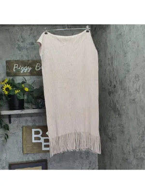 NEW Steve Madden Ribbed Fringe Knit Scarf Pink thumbnail 2