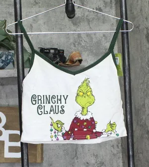 The Grinch Holiday Christmas Cami Crop Top 94747077 Green Multi XS thumbnail 1