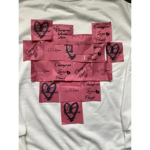 Women's White Sweatshirt with Heart Sticker Print Graphic, XS, Long Sleeve New‎ thumbnail 5