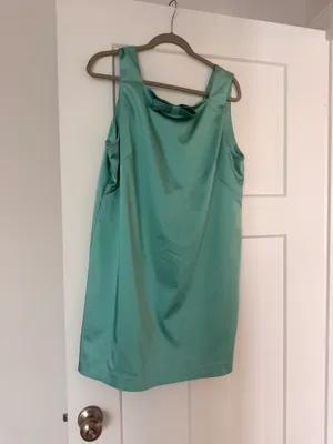 BHLDN Aqua/Teal Satin Bow-Back Mini Dress — Size Large thumbnail 4