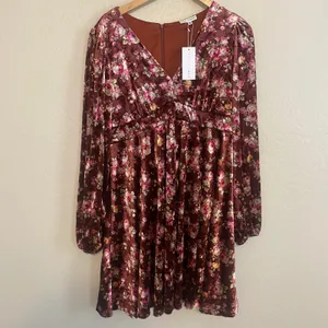Baltic Born Teri Velvet Short Dress Womens Size XL Wedding Guest Fall Floral thumbnail 3