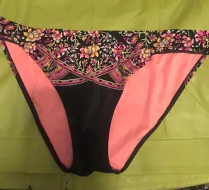 Victoria's Secret black pink floral med bikini swimwear thumbnail 1