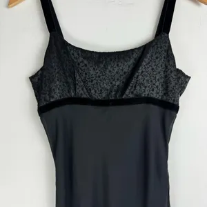 Vtg Y2K Jonathan Martin Black Slip Maxi Dress Velvet Floral Bodice Sz S/M thumbnail 3