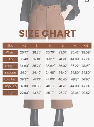 Tanming Women's Casual High Waist Trousers Wool Blend Cropped Wide Leg Pants thumbnail 13