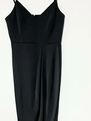 Lulu's Black Spaghetti Strap Wrap Midi Dress thumbnail 5