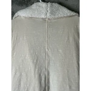 XCVI Ivory Draped Sherpa Collar Open Front Long Vest Cotton Blend Size Large thumbnail 4