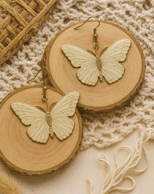 Y2K Vintage Womens White Silver Butterfly Dangle Earrings Feminine Whimsical 90s thumbnail 1