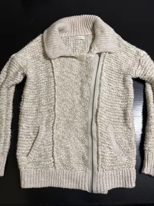 Abercrombie‎ & Fitch Chunky Knit Asymmetrical Zip Moto Cardigan Sweater XS/S Y2K thumbnail 1