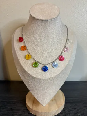 Handmade Colorful Button Necklace | Waterproof & Tarnish Resistant thumbnail 2