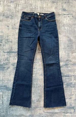 New Look Brooke Flare Leg Cut Off Hem Dark Wash Jeans Size 8 thumbnail 1