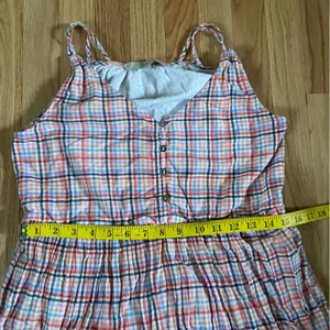 Loft Midi Dress Womens 4 Orange Blue Plaid Western Cowgirl Farm Cotton thumbnail 4