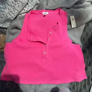 Aerie hot pink Sunspun Waffle Cropped Tank Top thumbnail 1