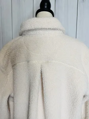 Spanx Luxe High Pile Fleece Shirt Jacket Cream Sz XL Collared Shacket Button Up thumbnail 8