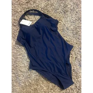 QUINCE Italian Cross Back One Piece Swimsuit NWT Deep Navy Blue Size Medium M thumbnail 3