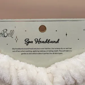 Disney Tinker Bell Spa Headband‎ White Plush Gold Glitter Bow Taste Beauty thumbnail 8