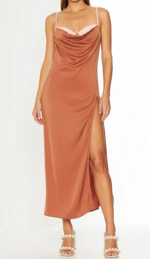 FOR LOVE & LEMONS Viv Maxi Dress, Brown, XL thumbnail 4