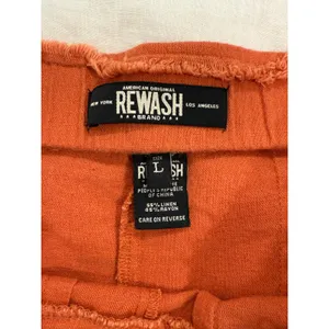 Rewash Mid Rise Button Front Pleated Wide Leg Pants Orange Women's Large Boho thumbnail 4
