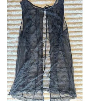 Intimissimi Women's Black Sheer Lace Chemise Nightgown Size L thumbnail 1