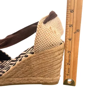 Tory Burch Wedge Espadrille Lace‎ Up Ankle Strap 38 Geometric Canvas Resortwear thumbnail 12