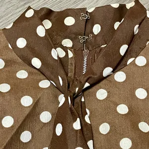 Vintage 1970’s Polka Dot Secretary Blouse Sz L Sleeveless Scarf Tie Neck Retro thumbnail 3