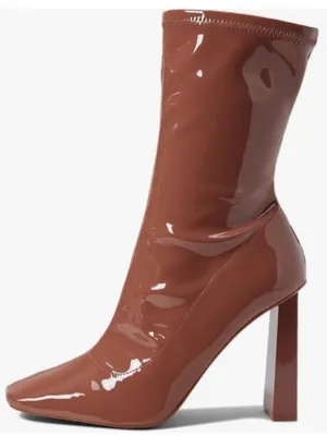 Aldo Glossy Mid-Calf Block Heel Boots in Chestnut Pink Size 6.5 thumbnail 4