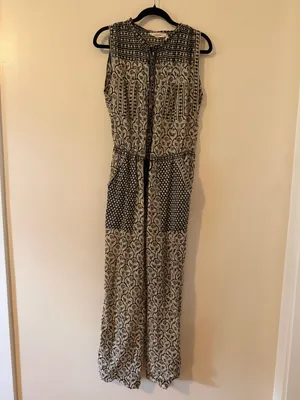 Isabel Marant HekoBlack & White Printed Sleeveless Tie-Waist Jumpsuit sz 36 SX-M thumbnail 7