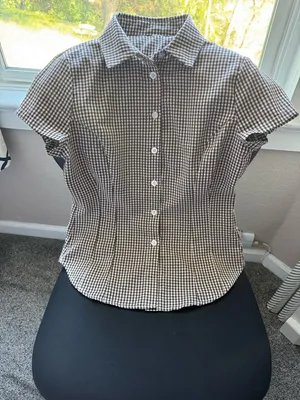 Brown Gingham Short Sleeve Button thumbnail 7